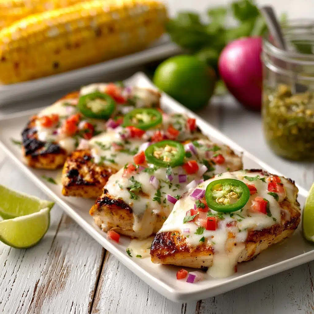 Grilled Salsa Verde Pepper Jack Chicken Recipe - Recipe Image