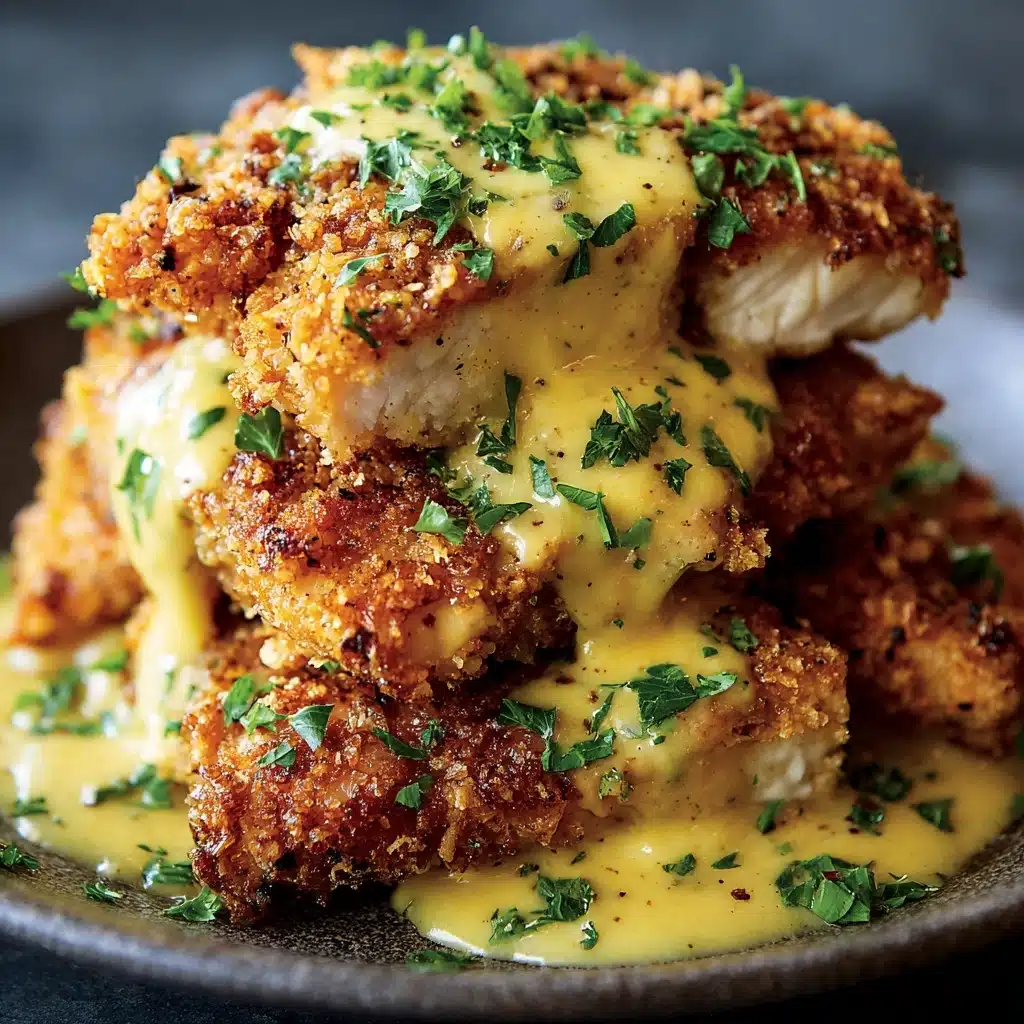 Pretzel Chicken with Mustard-Cheddar Sauce Recipe - Recipe Image