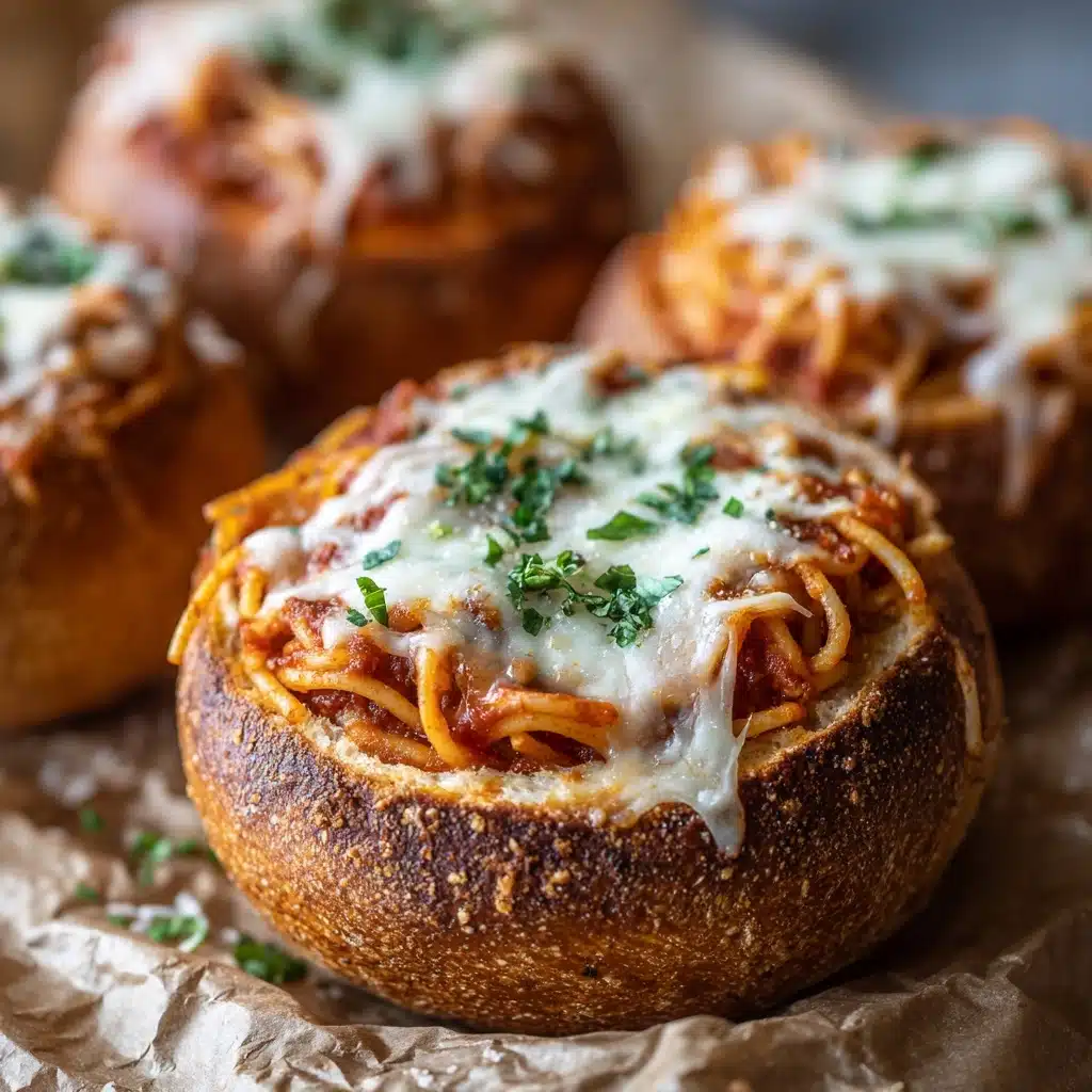 Spaghetti Garlic Bread Bowls Recipe - Recipe Image