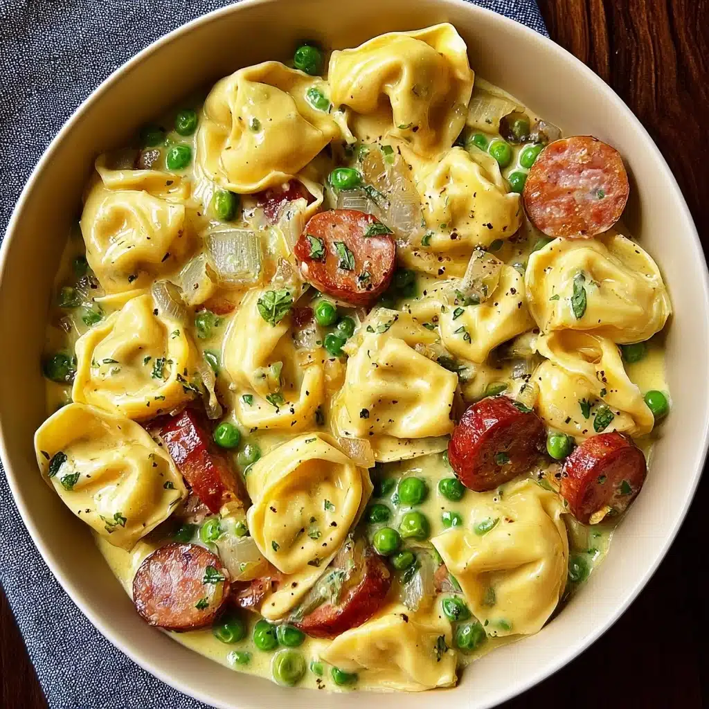 Easy One Pot Creamy Kielbasa Tortellini Skillet Recipe - Recipe Image