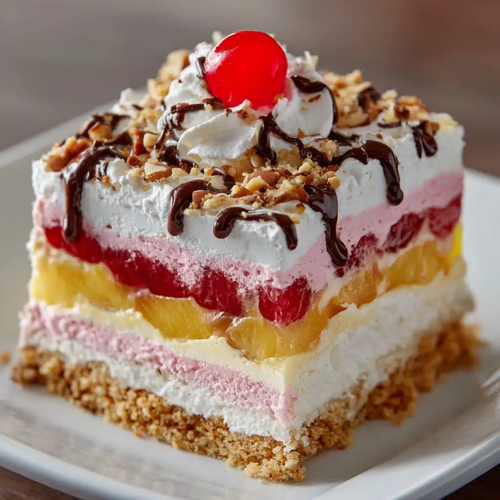 No-Bake Banana Split Cake Recipe - Recipe Image