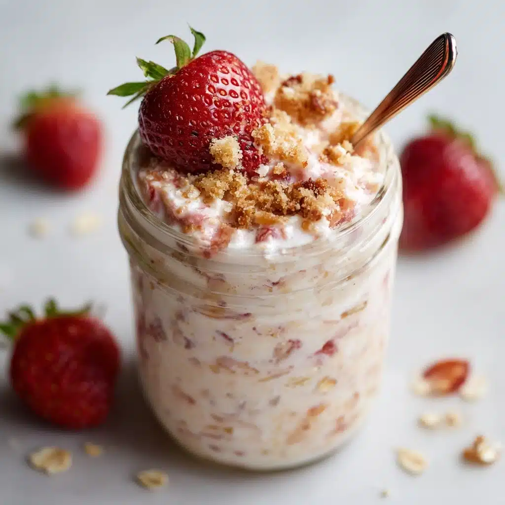 Nutritious Strawberry Cheesecake Overnight Oats Recipe - Recipe Image