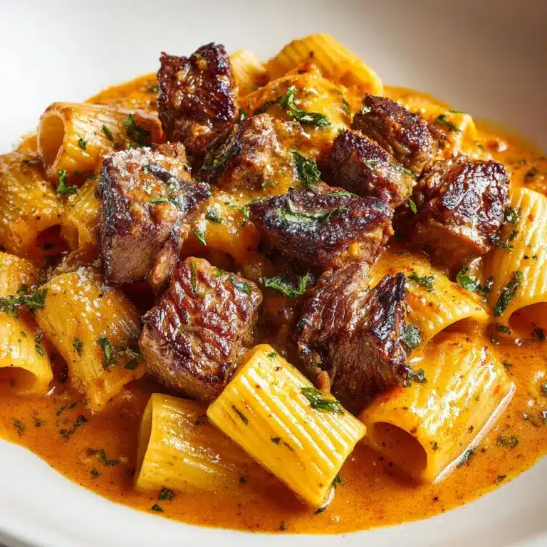 Cajun Steak Tips in Cheesy Rigatoni Parmesan Sauce Recipe