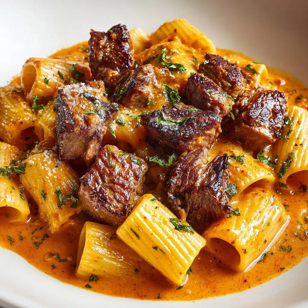 Cajun Steak Tips in Cheesy Rigatoni Parmesan Sauce Recipe