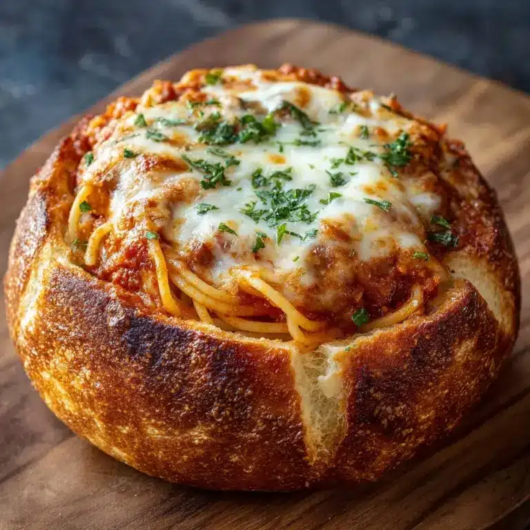 Spaghetti Garlic Bread Bowls Recipe