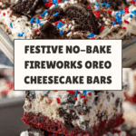 No Bake Fireworks Oreo Cheesecake Bars Recipe
