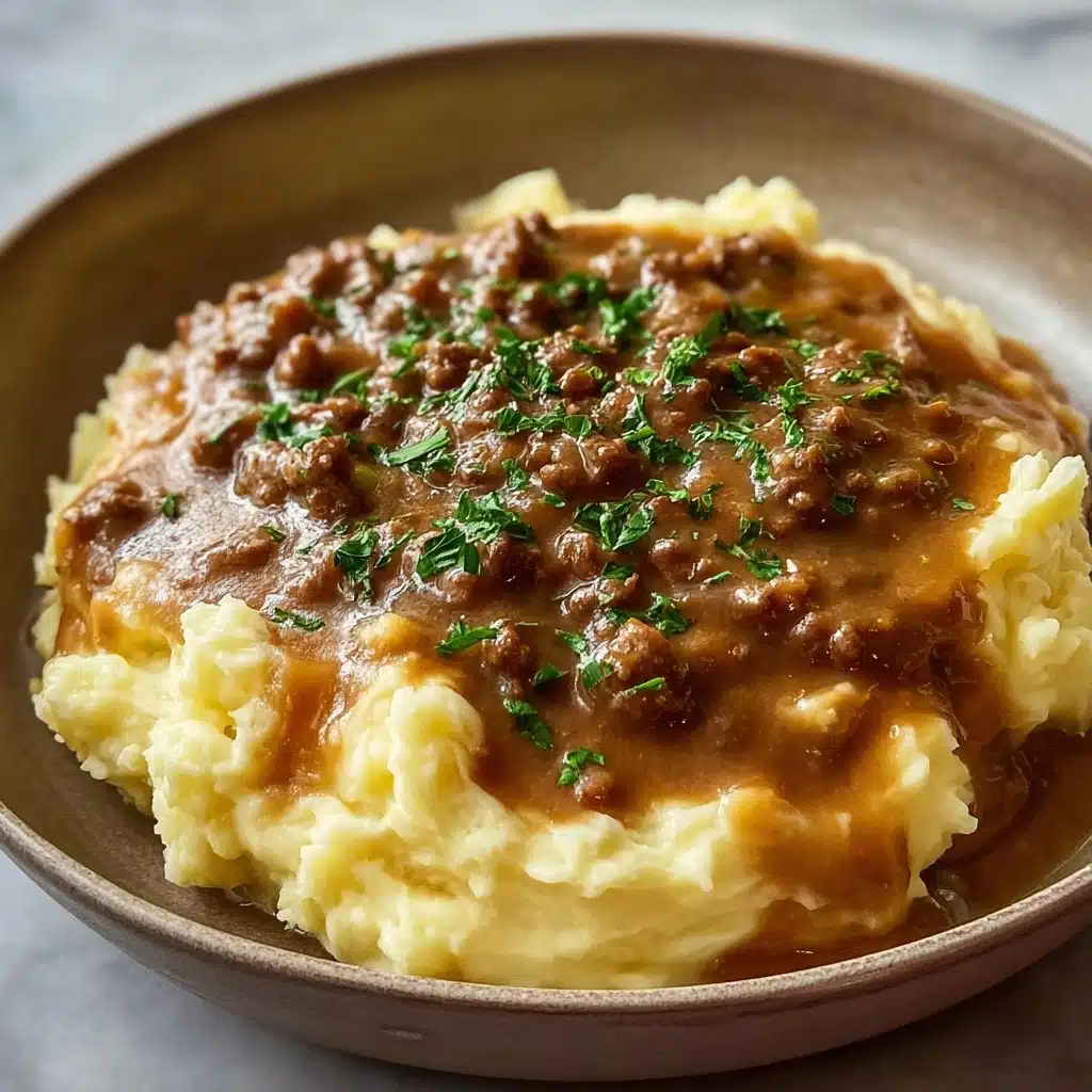 Delicious Hamburger Gravy Over Mashed Potatoes Recipe - Recipe Image