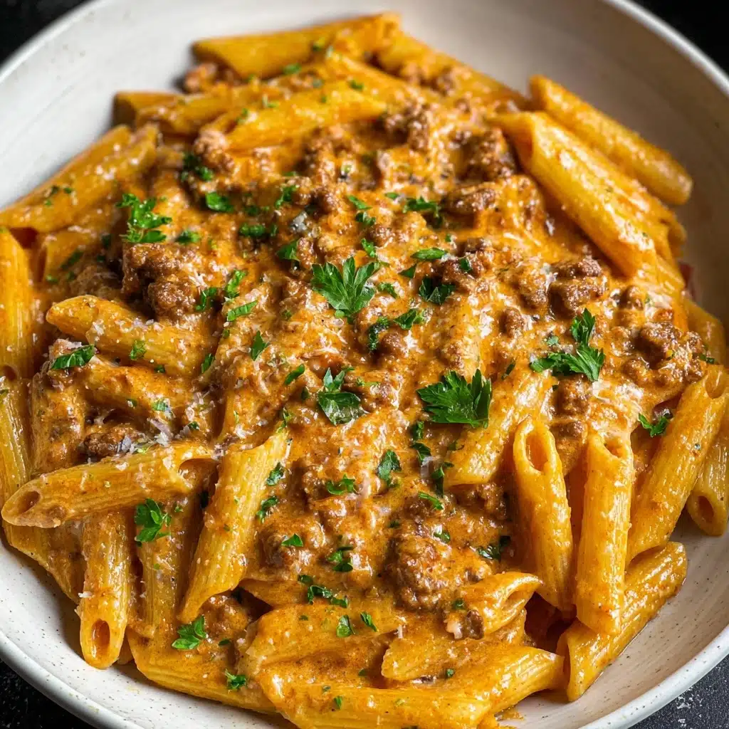 High Protein Creamy Beef Pasta Recipe - Recipe Image