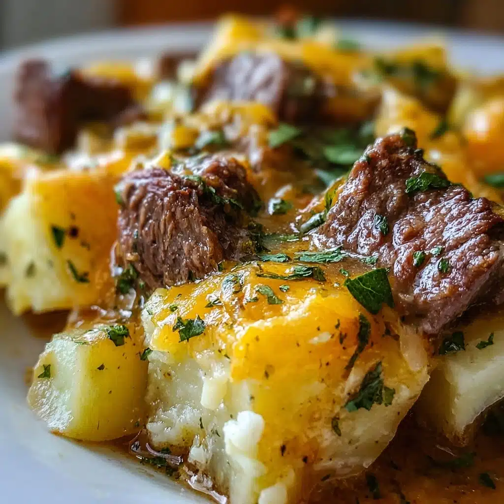 Crockpot Loaded Steak and Potato Bake Recipe - Recipe Image