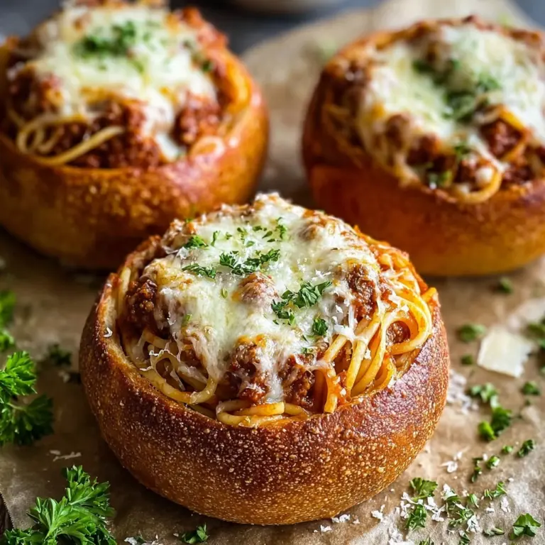 Spaghetti Garlic Bread Bowls Recipe