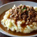 Delicious Hamburger Gravy Over Mashed Potatoes Recipe