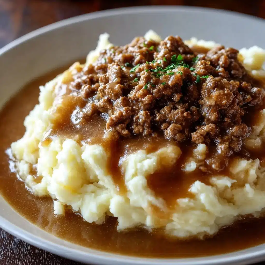 Delicious Hamburger Gravy Over Mashed Potatoes Recipe - Recipe Image