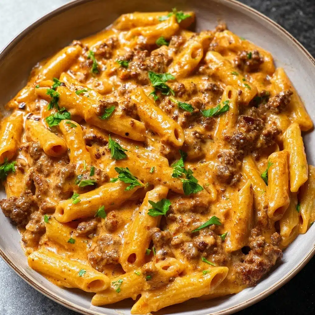 High Protein Creamy Beef Pasta Recipe - Recipe Image