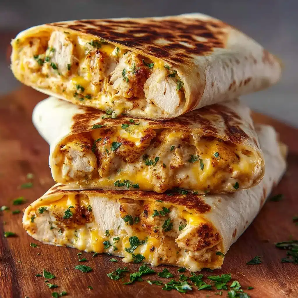 Ooey-Gooey Cheesy Garlic Chicken Wraps Recipe - Recipe Image