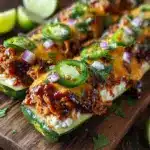 Sticky BBQ Chicken Zucchini Boats Recipe