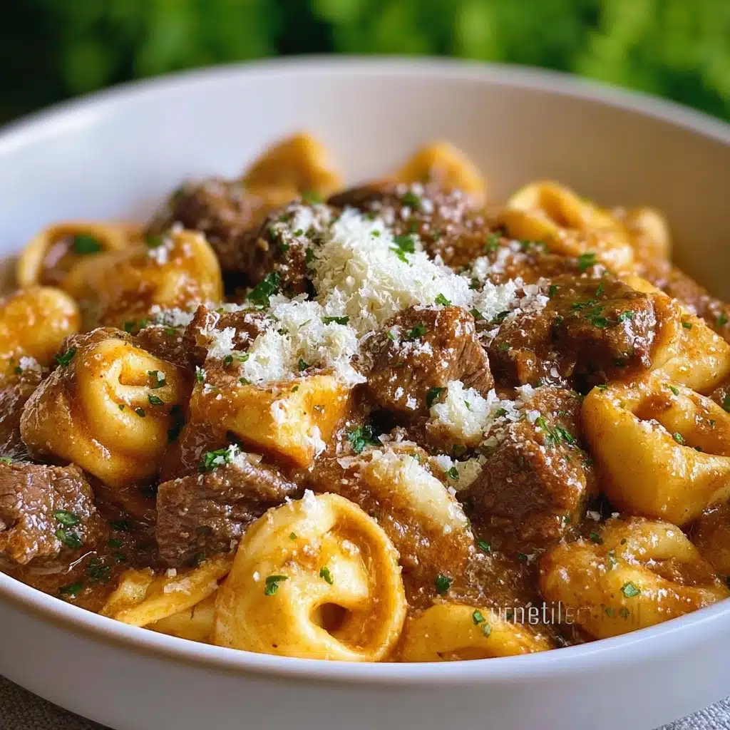 Cheesesteak Tortellini in Rich Provolone Sauce Recipe - Recipe Image