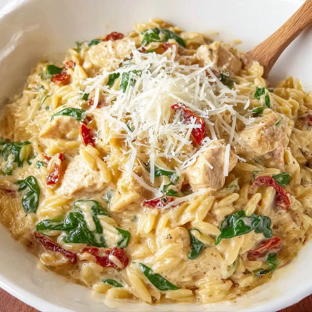 Slow Cooker Creamy Tuscan Chicken Orzo Recipe - Recipe Image