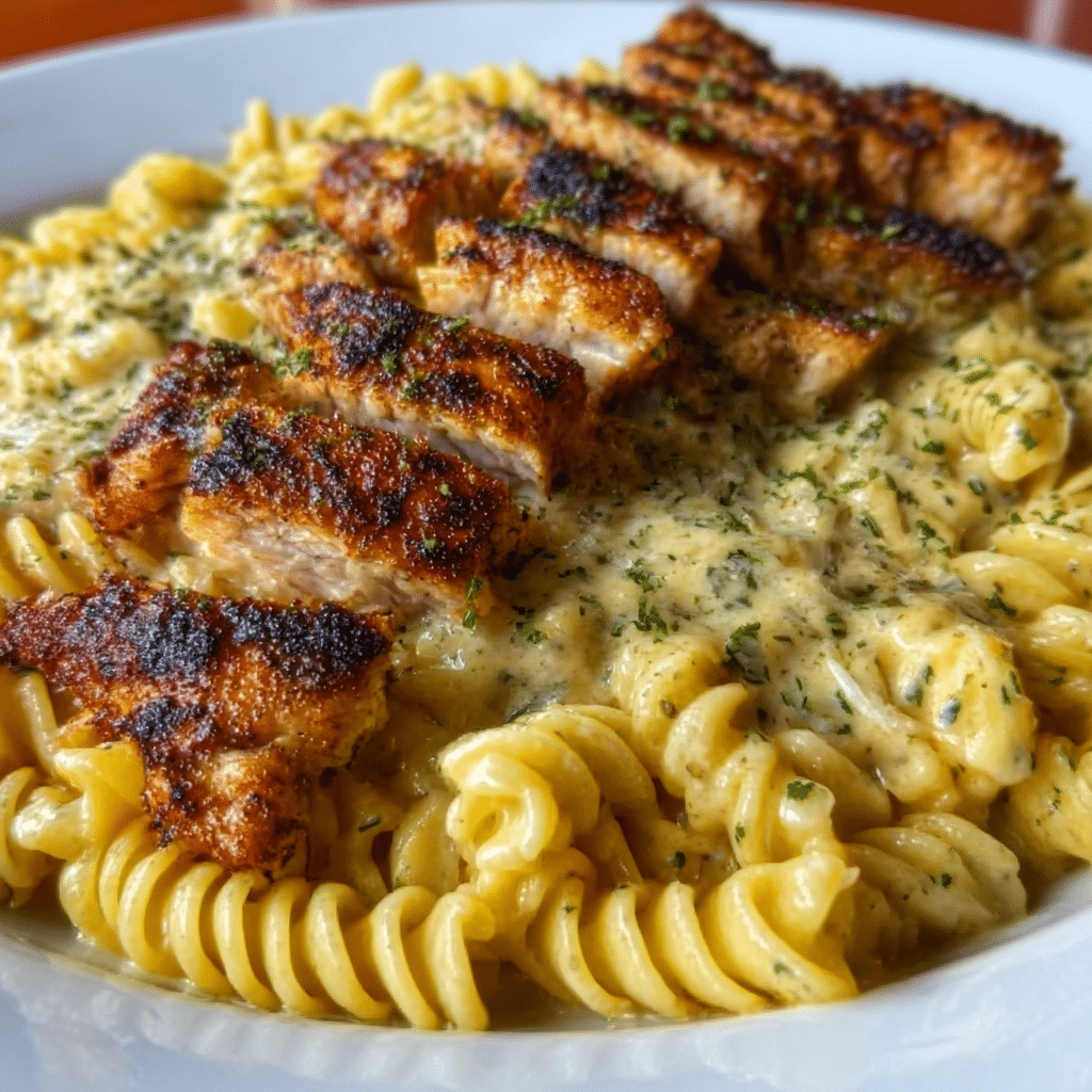 Cheesy Rotini with Garlic Parmesan Chicken Easy Pasta Dinner
 - Recipe Image