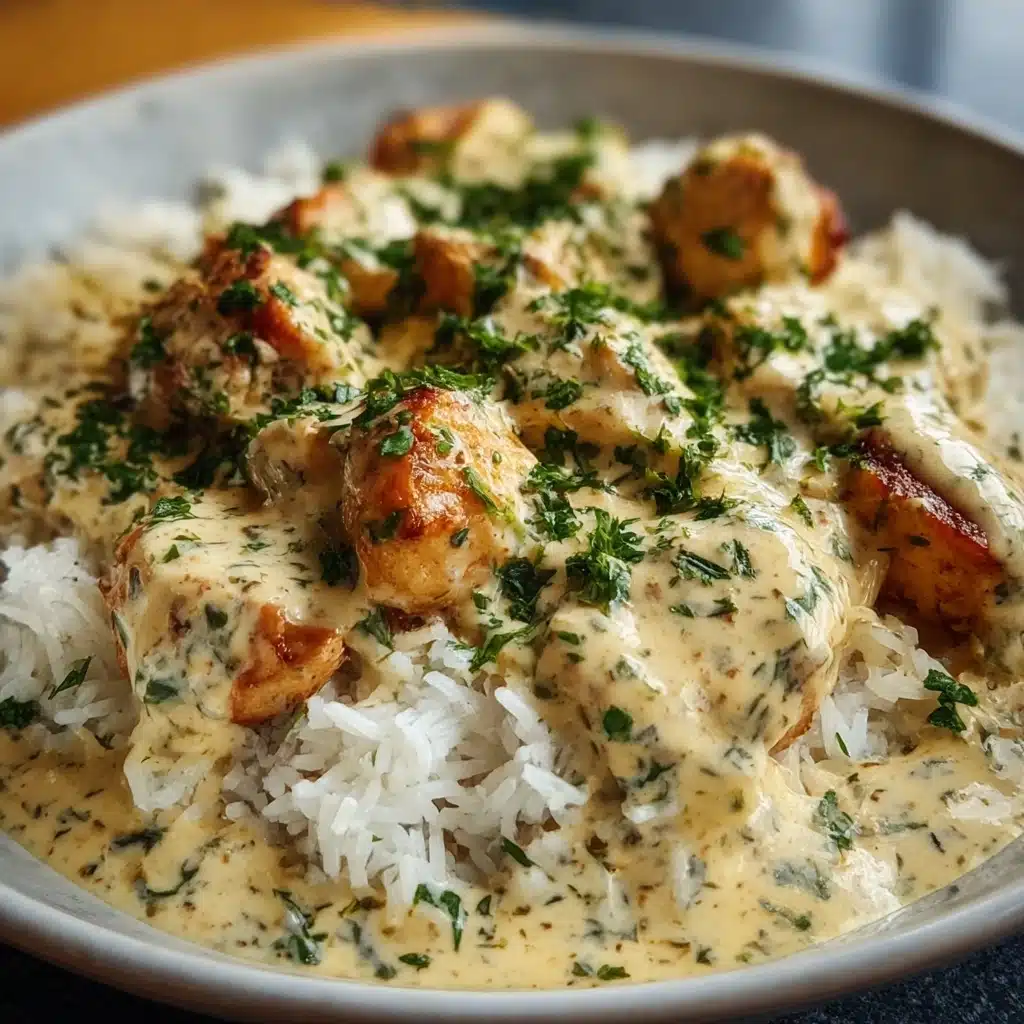 Creamy Smothered Chicken with Rice Recipe - Recipe Image