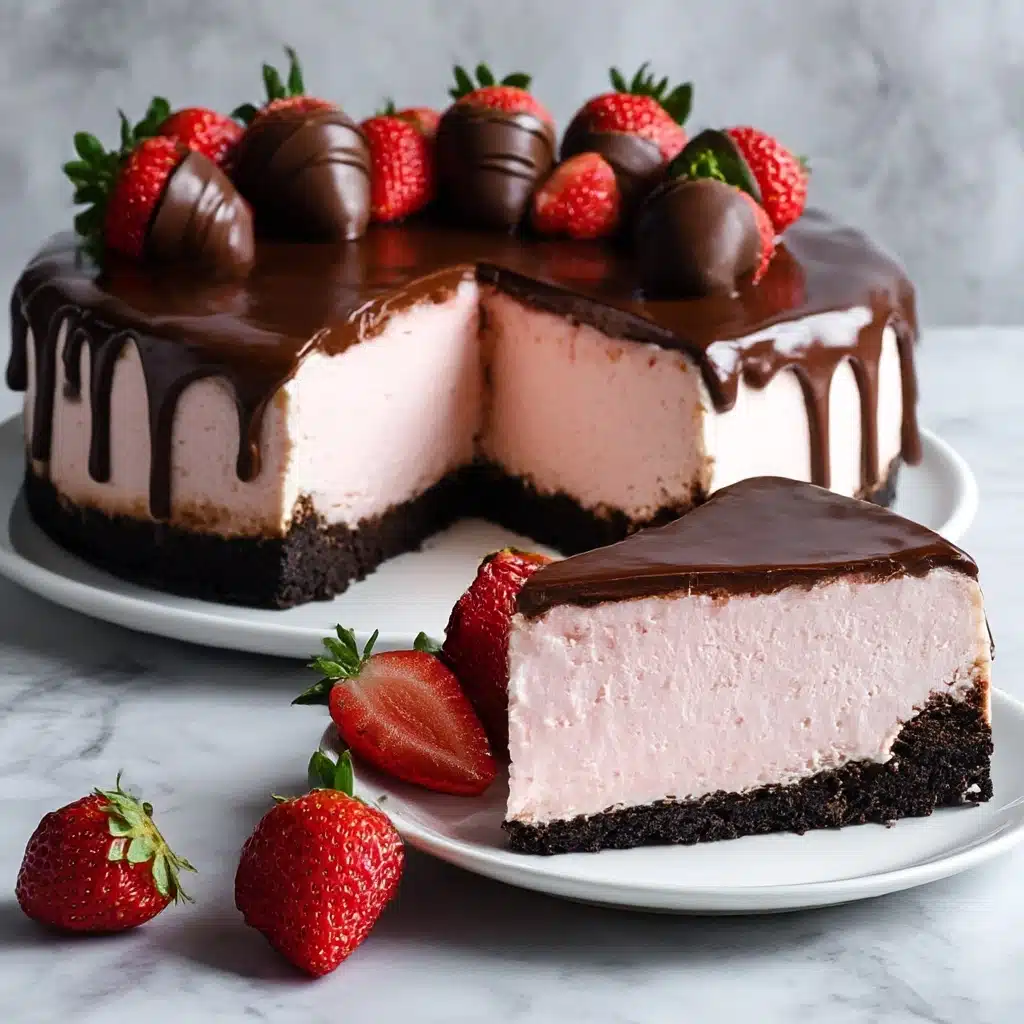 Chocolate Covered Strawberry Cheesecake Recipe - Recipe Image