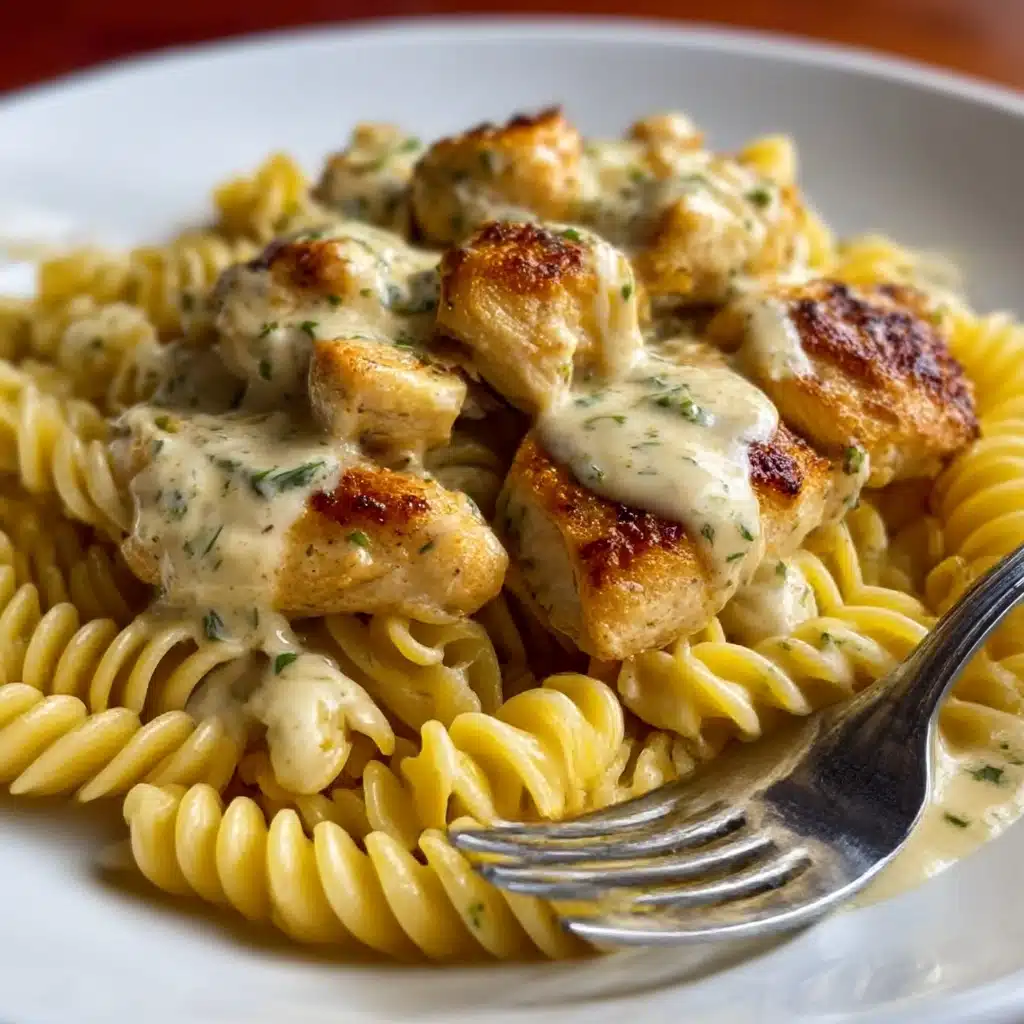 Creamy Garlic Parmesan Chicken with Cheesy Twisted Pasta Recipe - Recipe Image