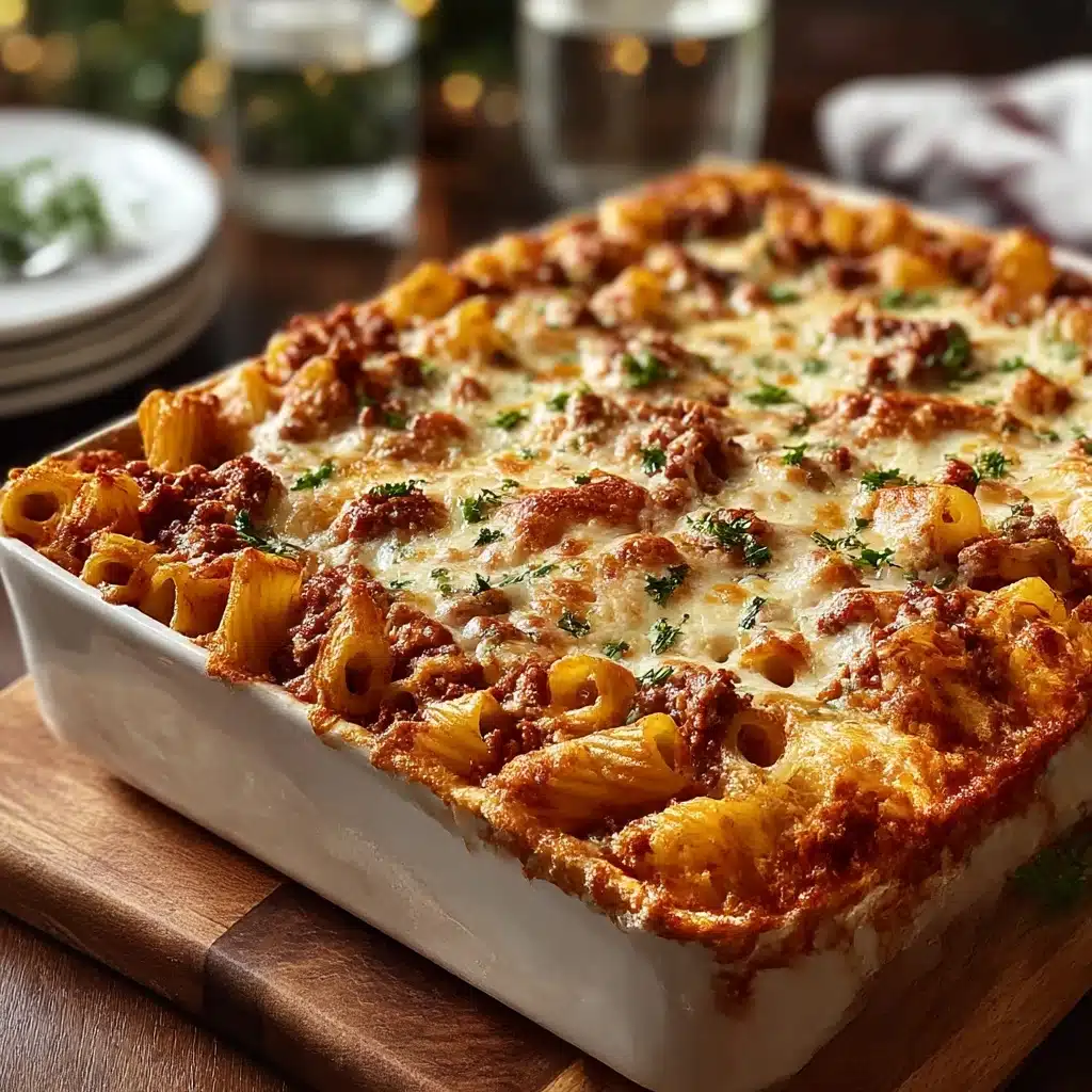 Layer half the cooked pasta in the baking dish Recipe