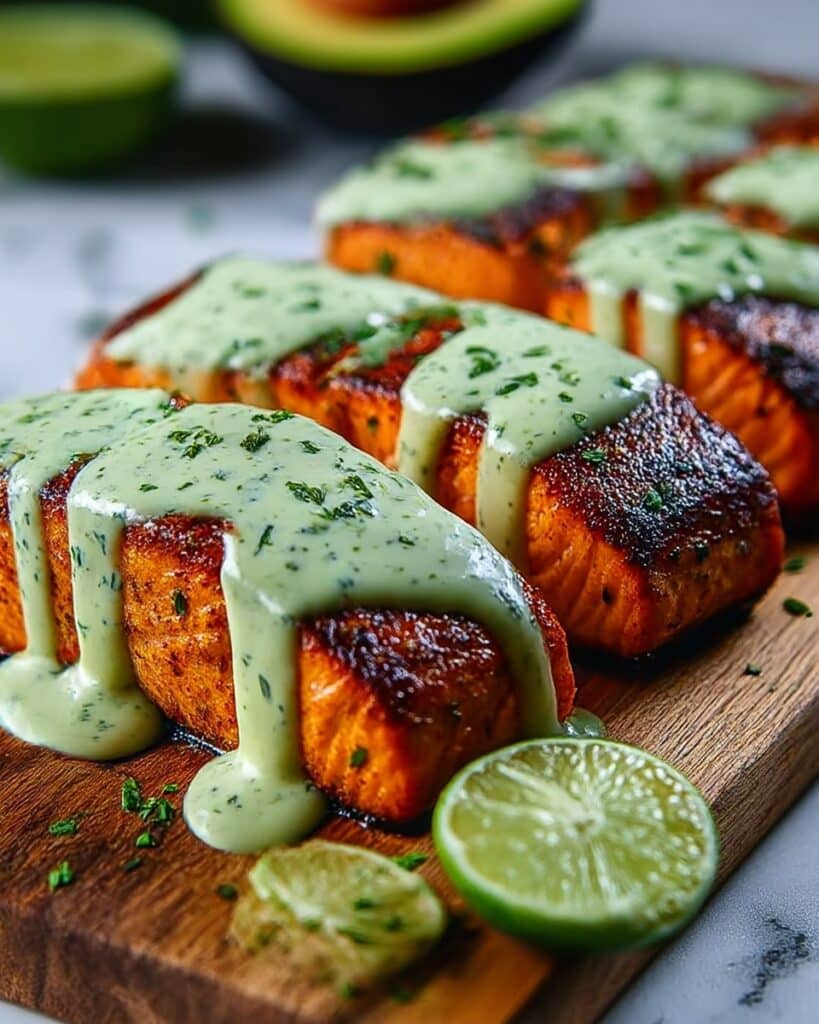 Cajun Salmon with Avocado Lime Crema Recipe