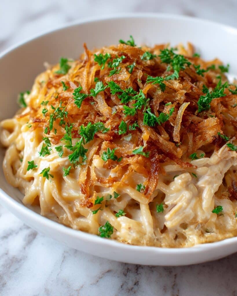 French Onion Chicken Orzo Casserole Recipe