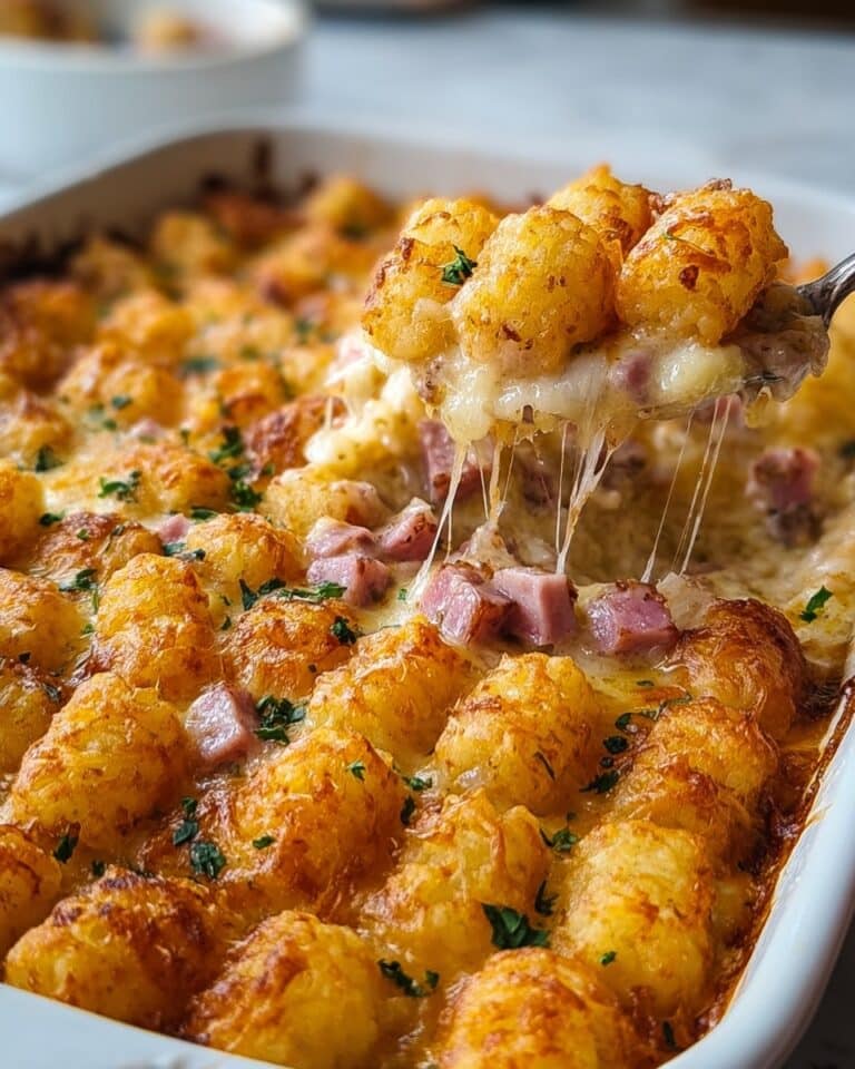 Ultimate Comfort Ham and Tater Tot Casserole with Creamy Cheese Sauce Recipe
