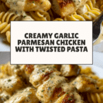 Creamy Garlic Parmesan Chicken with Cheesy Twisted Pasta Recipe