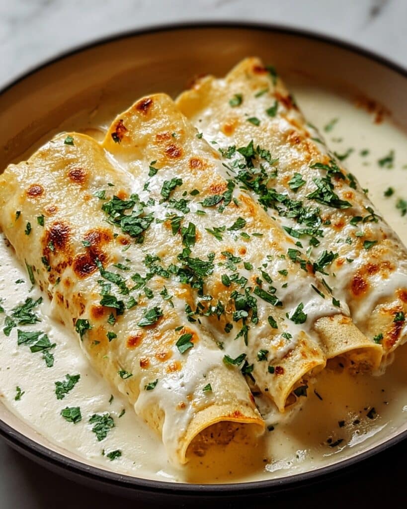 Chicken Enchiladas with Creamy White Sour Cream Sauce Recipe