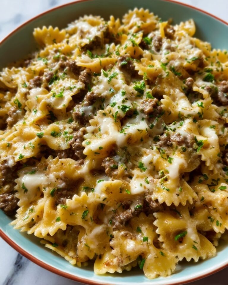 Cajun Cream Cheese Alfredo Bowties with Spiced Ground Beef Recipe