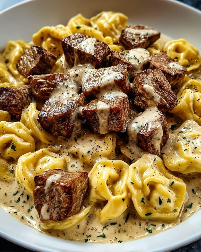 Cracked Garlic Steak Tortellini in Creamhouse Sauce Bliss Recipe