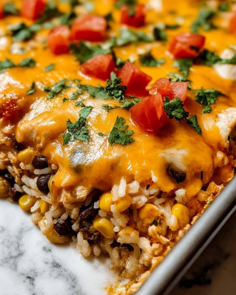 Cheesy Salsa Chicken and Rice Bake Recipe