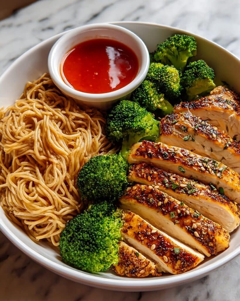 Spicy Garlic Chicken and Broccoli Noodle Bowls Recipe