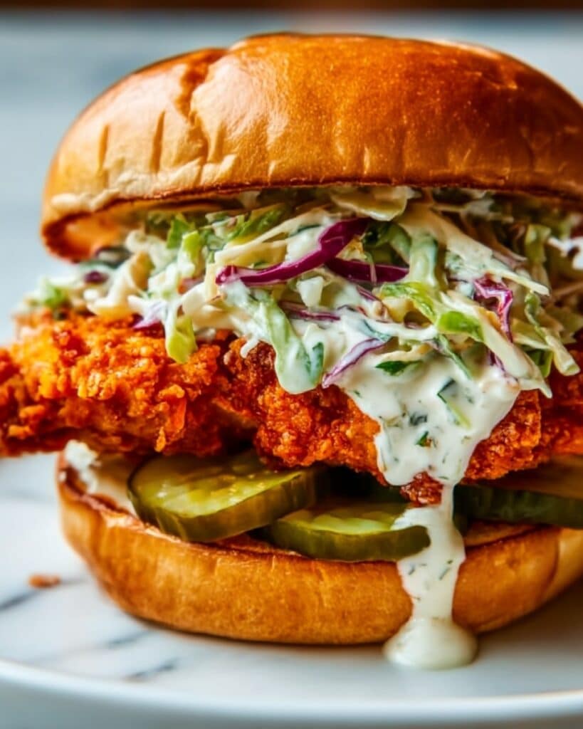 Crispy Buffalo Chicken Sandwich with Ranch Slaw Recipe