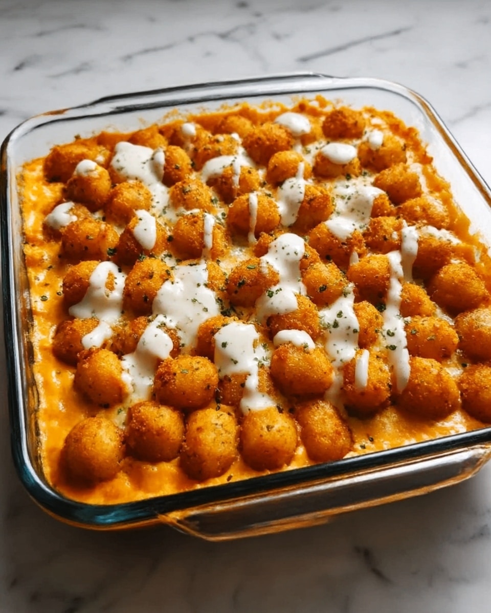 Loaded Buffalo Chicken Tater Tot Bake Recipe