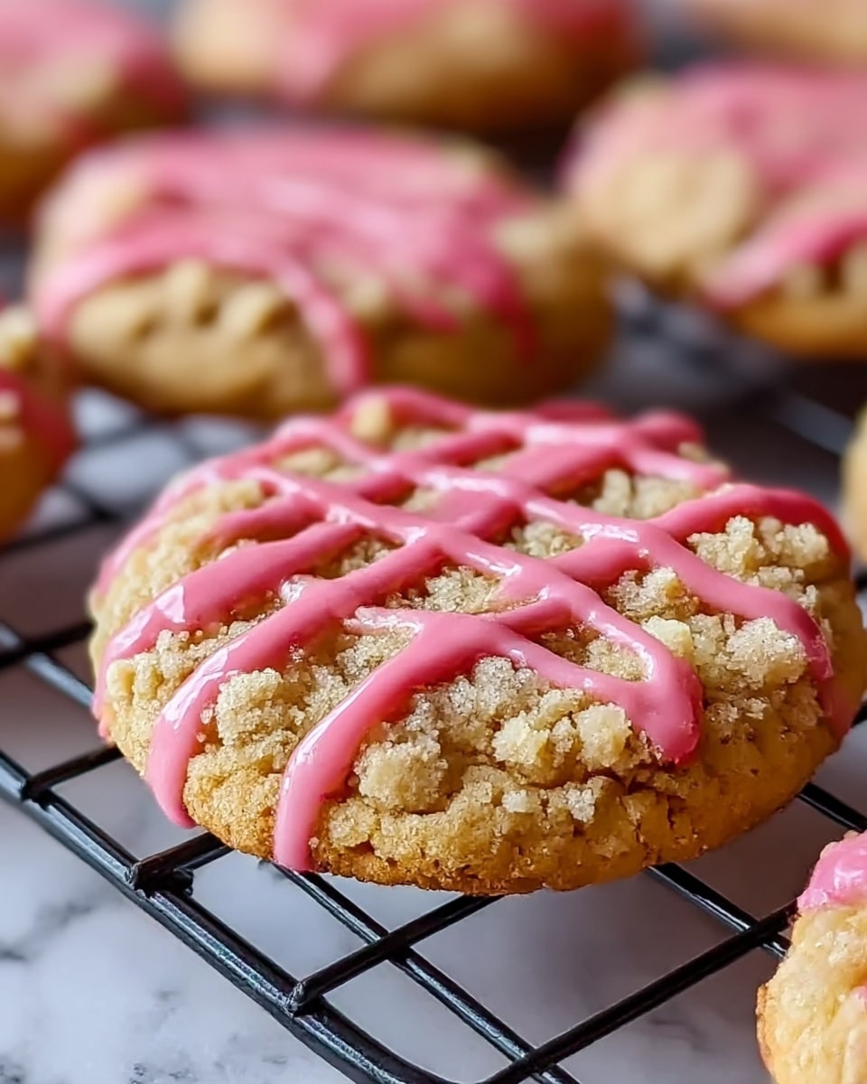 Strawberry Crunch Cookies with Crumb Topping & Glaze Recipe