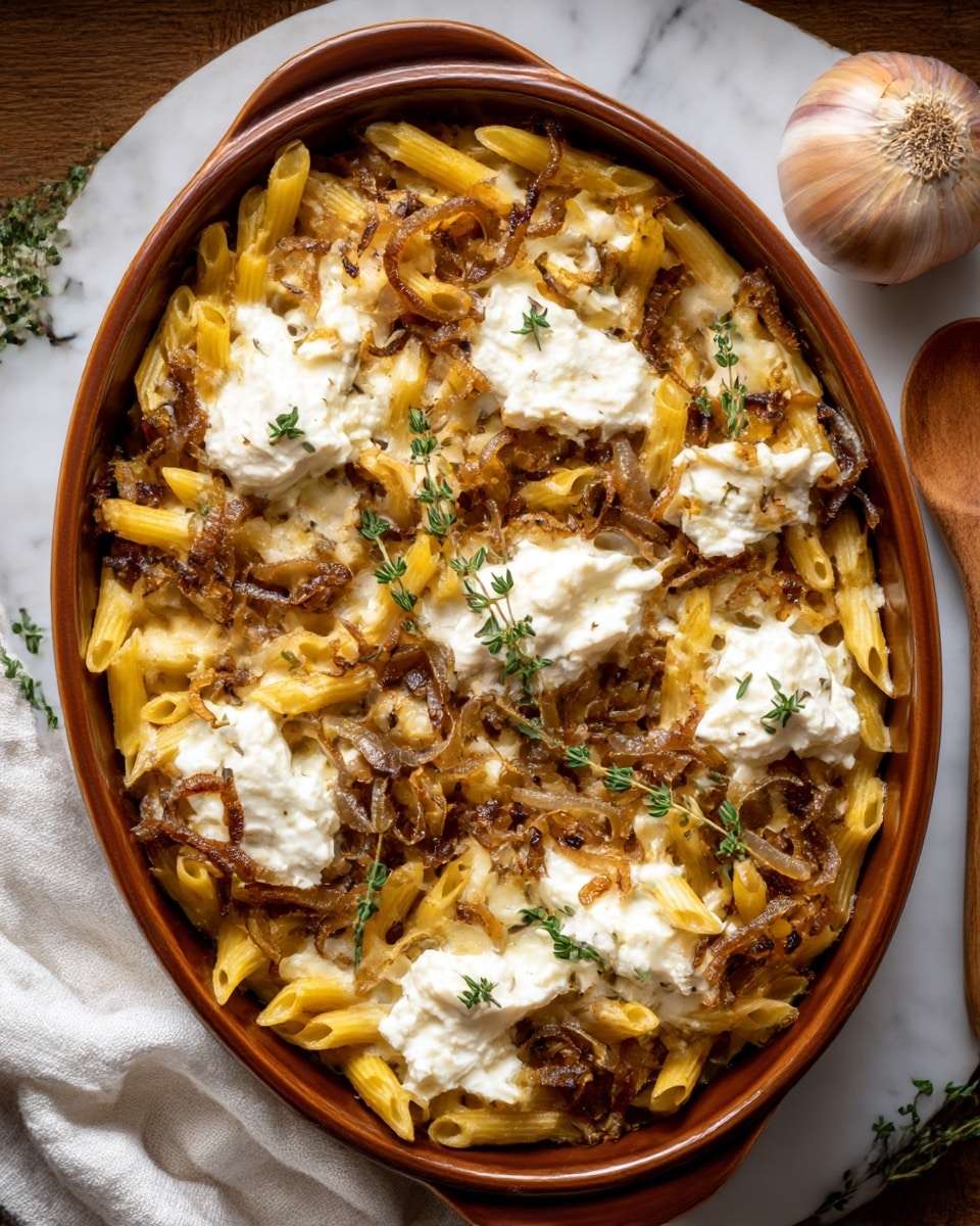 Balsamic Onion & Goat’s Cheese Pasta Bake Recipe